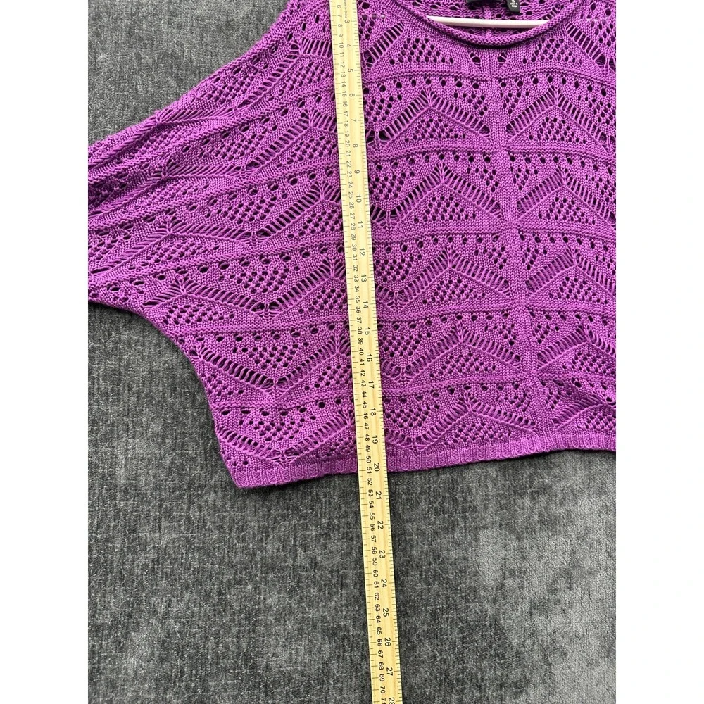 Allen B by Allen Schwartz Sweater Womens XL Pink Crochet Chunky Knit Scoop‎ Neck